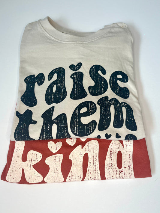 Oversized "Raise Them Kind" Cropped Tee